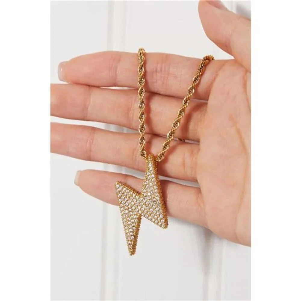 Brass Lightning Pendant Necklace